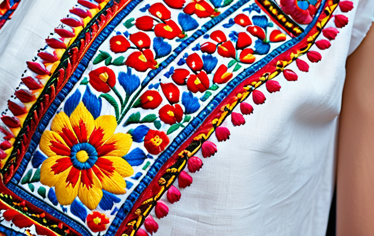 **Prompt:** Intricate close-up of a "Vyshyvanka" (Ukrainian embroidered shirt), showcasing vibrant geometric and floral patterns. Focus on the texture of the linen and cotton threads. Modern fashion elements incorporated subtly. Bright, saturated colors.