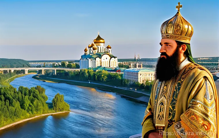 우크라이나 내전의 역사적 배경 - **Prompt 1: Kievan Rus' Grandeur**
"A majestic, wide-angle depiction of Kievan Rus' in its golde...