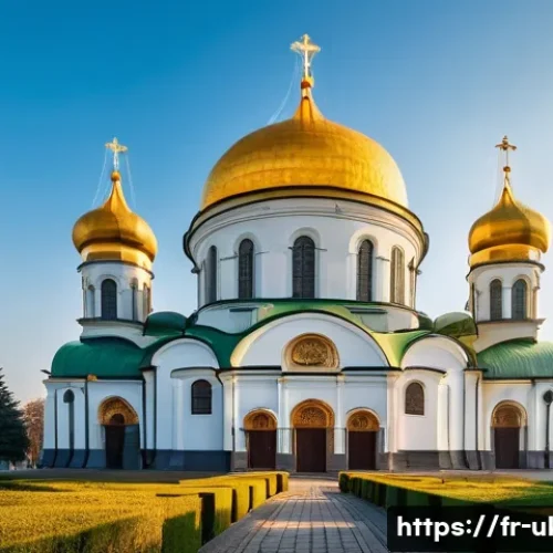 Home 7 우크라이나 건축 스타일 - **Prompt:** A majestic, wide-angle view of Saint Sophia Cathedral in Kyiv under a clear morning sky....