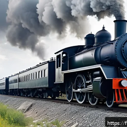 우크라이나 철도 역사 - A detailed historical scene depicting the first Ukrainian railway line in the mid-19th century, show...